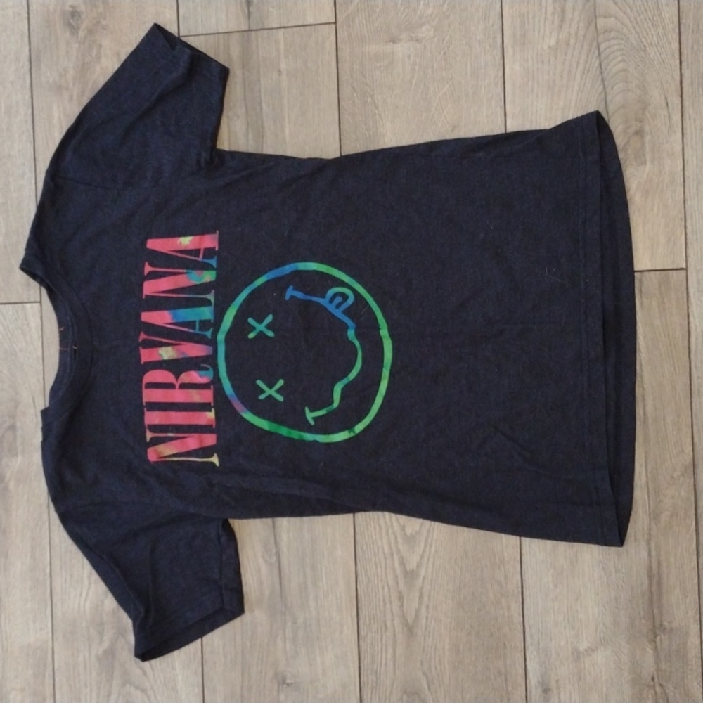 XS NIRVANA Grey Crewneck Tee Fits Like Small